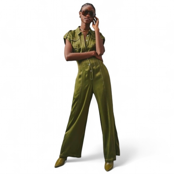 Anthropologie Pants - Anthropologie Olive Green Jumpsuit